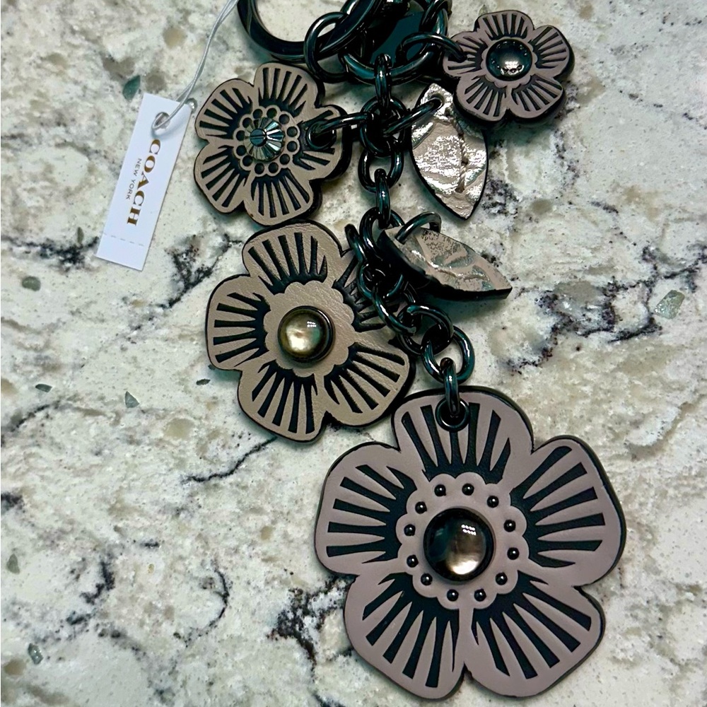 SOLD NWT Coach Tea Rose Bag Charm